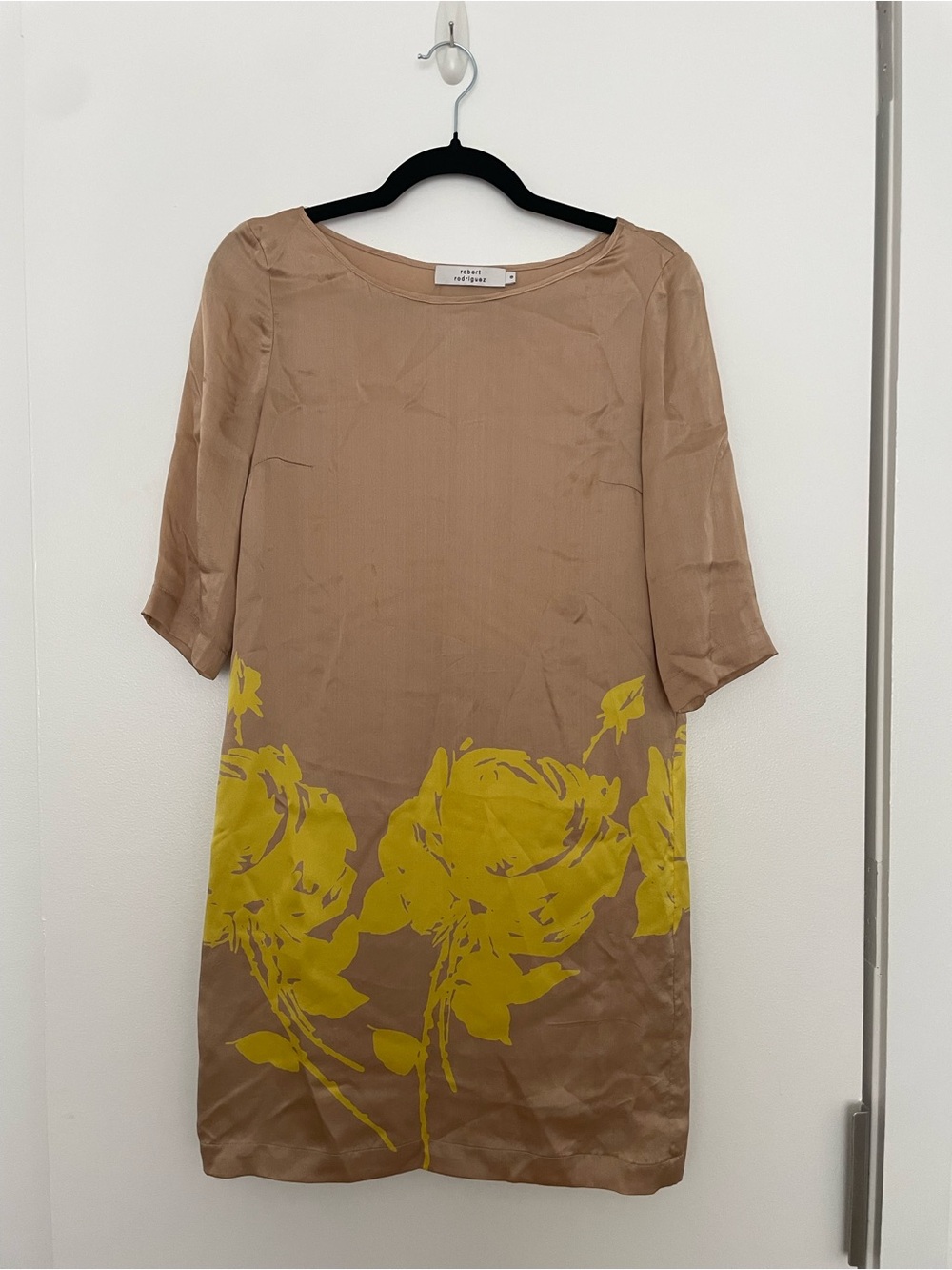 Robert Rodriguez Rose Print 100% Silk Shift Dress Size 0